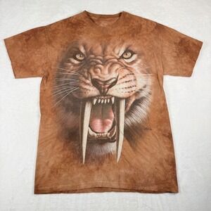 The Mountain Saber-tooth Tiger Graphic Tee Brown Tie Dye Mens Large 2011 LoFaro